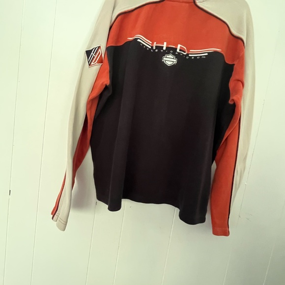 Vintage HARLEY DAVIDSON L/S Ribbed Knit Sweater Colorblock Black/Orange Size XL - Picture 9 of 15